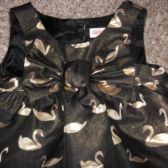 Cat and Jack 18-month Black and Gold Swan Dress - Picture 5 of 5